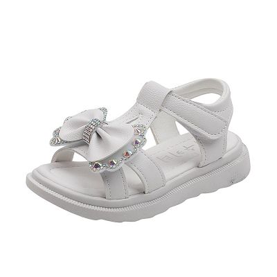 Wide Toddler Girl Sandals Girls Sandals Kids Open Toe Ankle Strap Dress Shoes Wedding Party for (White, 10 Toddler)