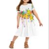 21KIDS Girls Floral Dress Kids Boho Short Sleeve Pleated Casual Dress with Pockets for Girls, Paint, 14 Years view 1