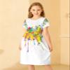 21KIDS Girls Floral Dress Kids Boho Short Sleeve Pleated Casual Dress with Pockets for Girls, Paint, 14 Years view 4
