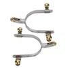 Cowboy Boot Spurs for Men Butt 2pcs Stainless Steel Horse Spurs West Cowboy Compact with Brass Rowel Belt Button view 1