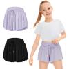 Girls Athletic Flowy 2 in 1 Butterfly Shorts With Pocket for Teen Girls Youth Running Sports Spandex 2 Pack Black Lavender Small view 1