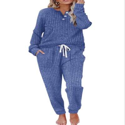 WIHOLL Womens Pajama Sets 2 Piece outfits,2 Piece Women Jogger Outfits Sets Blue XL
