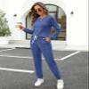 WIHOLL Womens Pajama Sets 2 Piece outfits,2 Piece Women Jogger Outfits Sets Blue XL view 3