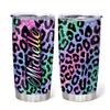 Hyturtle Personalized Gifts For Leopard Lover - Birthday Christmas - Leopard Print Custom Name Stainless Steel Tumbler 20oz With Straw Lid - Cheetah Lover Gifts For Her Women Girl Daughter Friend view 1