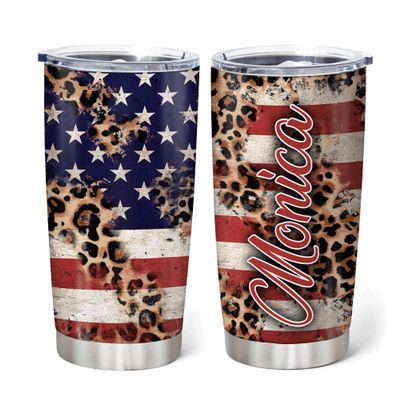 Hyturtle Personalized Gifts For Leopard Lover - Birthday Christmas - Leopard Print Custom Name Stainless Steel Tumbler 20oz With Straw Lid - Cheetah Lover Gifts For Her Women Girl Daughter Friend