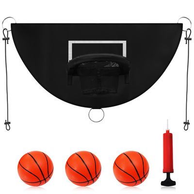 Breakaway Rim Basketball Hoop for Dunking with Mini Basketballs - Trampoline Attachment for Kids & Adults - Indoor/Outdoor Use (Black)