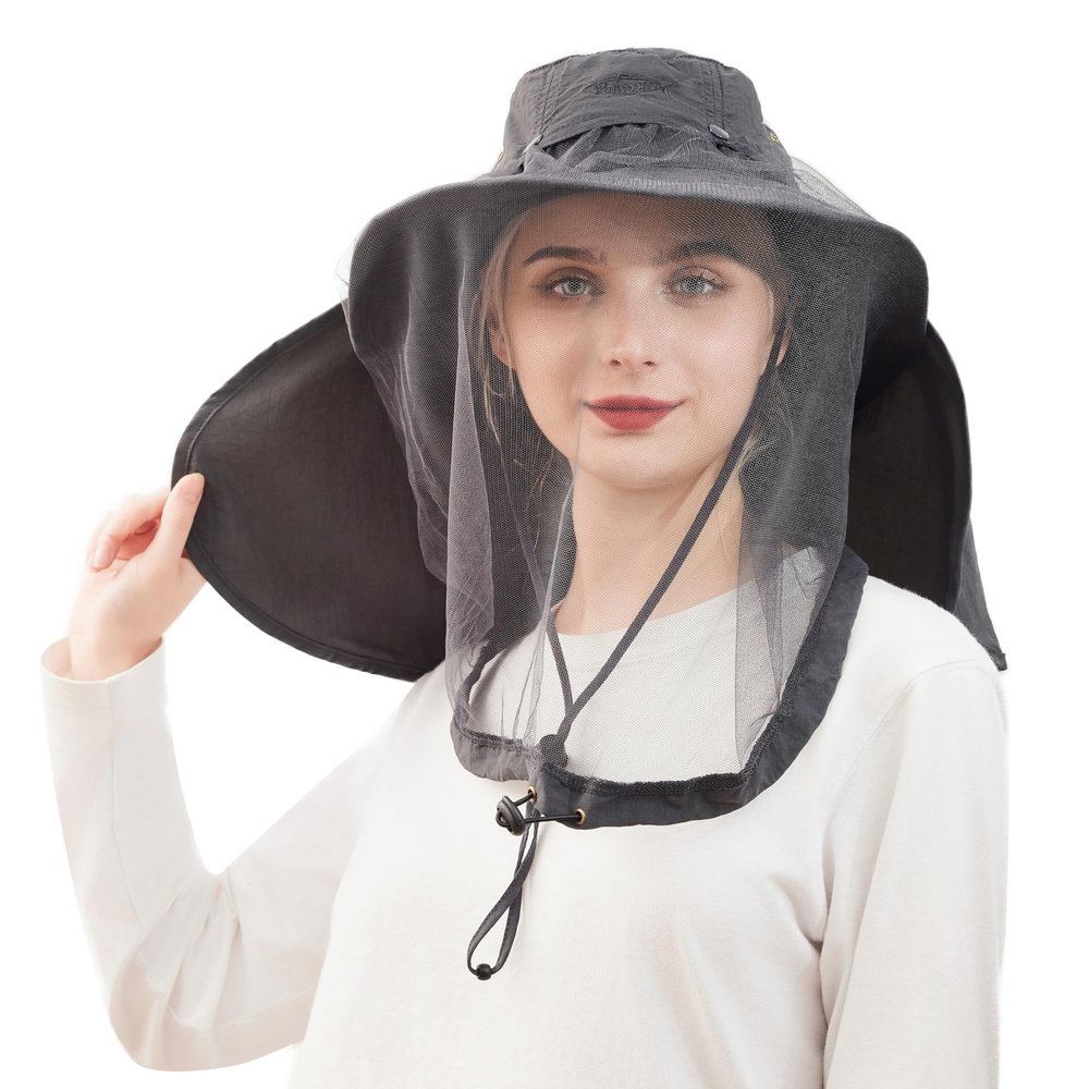 Palmyth Head Net Hat, Sun Hat Safari Hat (Charcoal)