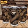 Hyturtle Personalized Gifts For Sloth Lover - Sloth Printed 2D Custom Name Stainless Steel Tumbler 20oz With Lid - Idea Animal Lover Gifts For Women Girl On Birthday, Christmas view 2