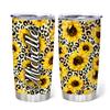 Hyturtle Personalized Gifts For Leopard Lover - Birthday Christmas - Leopard Print With Sunflower Stainless Steel Tumbler 20oz With Straw Lid - Cheetah Lover Gifts For Her Women Girl Daughter Friend view 1