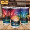 Hyturtle Personalized Gifts For Northern Lights Lover - Aurora Rainbow Skyline Prints Customized Name Stainless Steel Tumbler 20 oz With Lid - Idea Gifts For Women, Girl, Kids On Birthday, Christmas view 2
