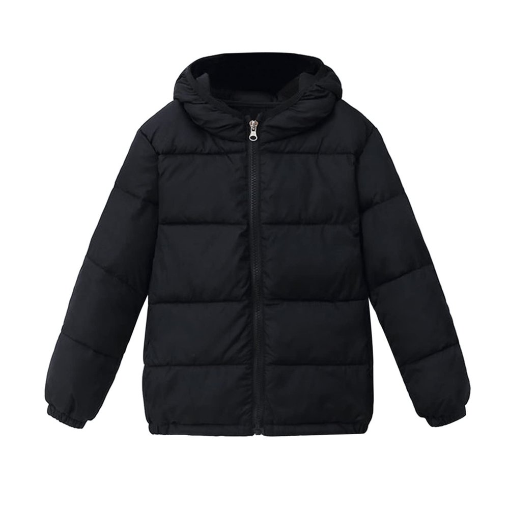 Toddler Kids Boys Girls Winter Warm Jacket Outerwear Solid Coats Hooded Down Fill Outwear Baby (Black, 3-4 Years)