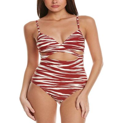 Vince Camuto Womens Cut-Out Wrap One-Piece Swimsuit Red 8