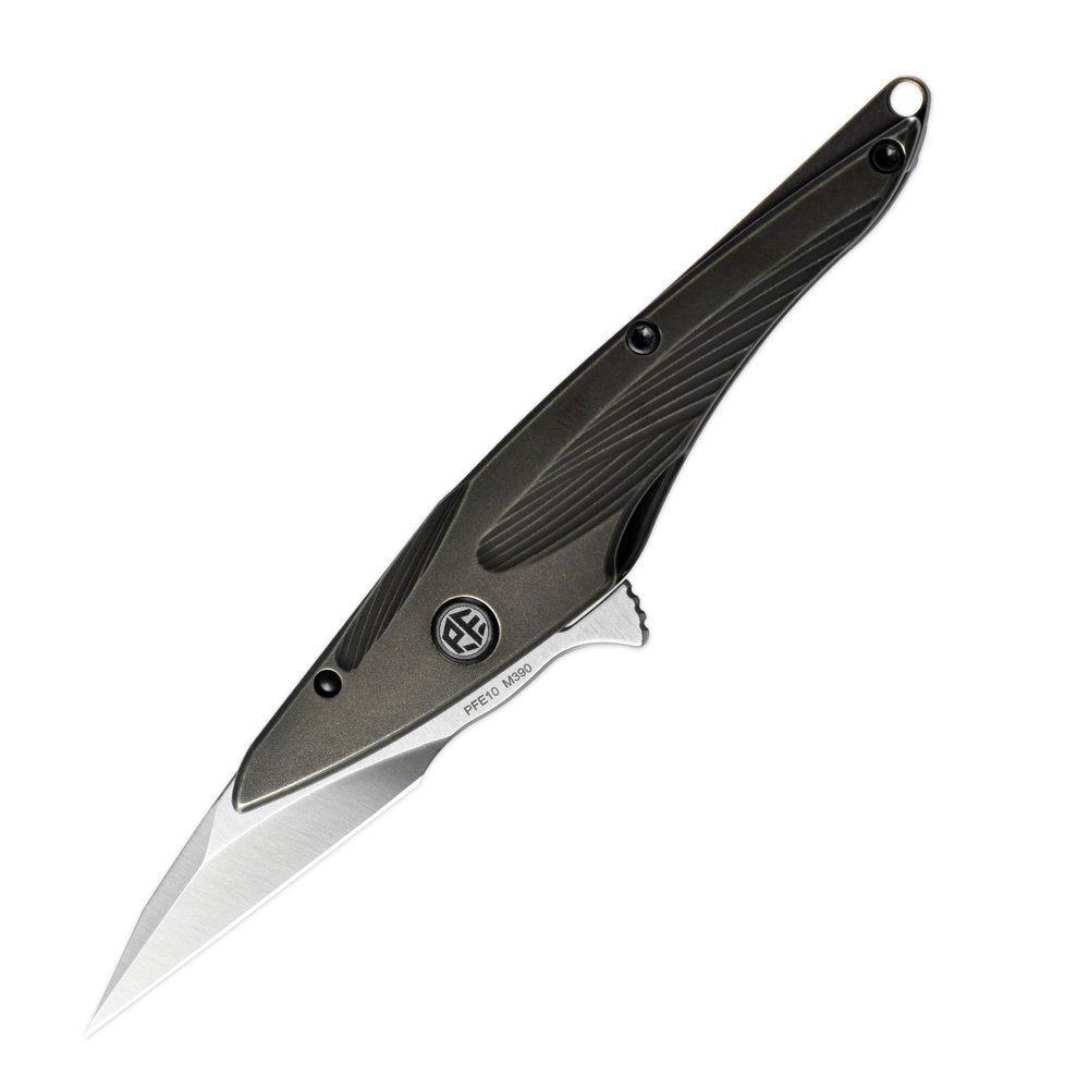Petrified fish PFE10 Hummingbird Folding Knife,1.06" M390 Satin Blade, 1.05oz Titanium Handle Frame lock Pocket knife for Camping, EDC. (Brown)