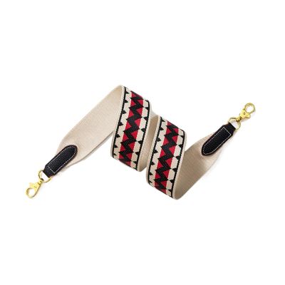 Bohemian Canvas Wide Shoulder Strap Replacement Crossbody Bag Strap accessory for Guitar Strap/DIY satchel/shoulder bag (Color : Wave Pattern Black-Gold, Size : 90cm)