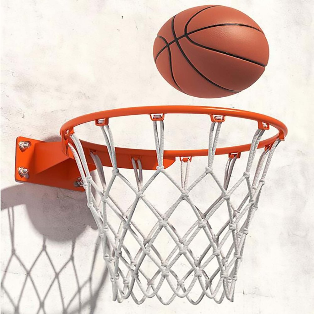 Basketball Hoop Wall Mount for Indoor Outdoor Mini Rim Diameter 45Cm/17.7In Hangable with 2 Basketball Net for Garage and Wall with Complete Accessories Can Dunk