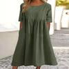 ZOCANIA Plus Size Long Linen Dress Half-Sleeves Solid Color Versatile 2023 Summer Essentials Dresses Army Green view 2