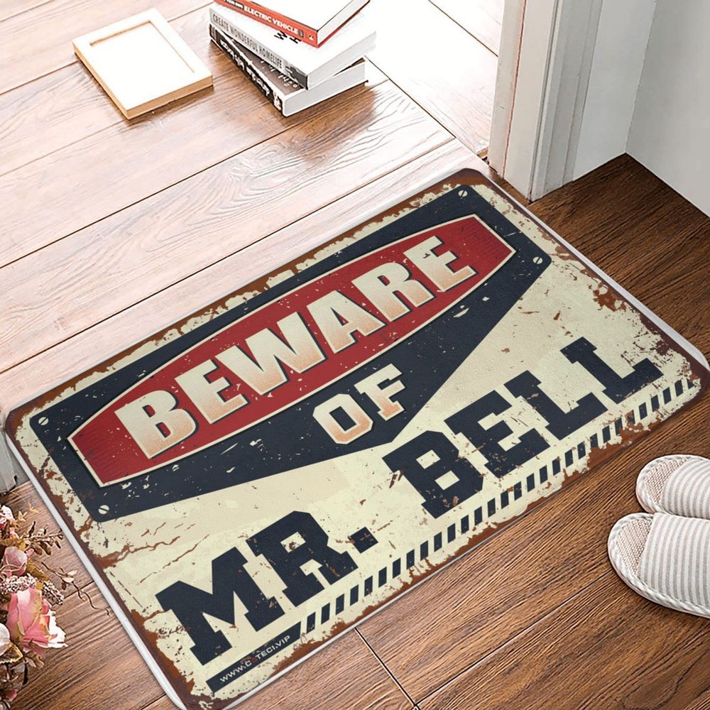 Dsoluuing Welcome-Ish Front Door Sign Beware of Mr. Bell Doormat Farmhouse Front Door Mat Summer Outdoor Mat (Size : 65X90CM)
