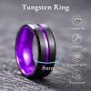King Will 8mm Black Tungsten Rings for Men Women Mens Two Tone Wedding Band Cool Engagement Ring Centre Grooved Lines Beveled Edges Matte Brushed Comfort Fit Durable, Purple Size 10.5 view 2