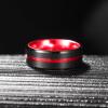 King Will 8mm Black Tungsten Rings for Men Women Mens Two Tone Wedding Band Cool Engagement Ring Centre Grooved Lines Beveled Edges Matte Brushed Comfort Fit Durable, Red Size 10 view 3