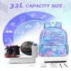 Soccer Ball Bag Backpack for Women with Ball & Shoes Compartment 32L Capacity Lightweight Breathable Girls Basketball Bag Backpack Fit Volleyball Football Sports Travel School Gym Starry Purple view 2