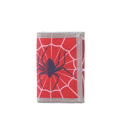 Leyeve wallet,Teen Wallet with Coin Pocket,Kids Wallets for Boys,RFID Trifold Canvas Outdoor Sports Wallet for Kids,Front Pocket Wallet with Magic Sticker-Spiders
