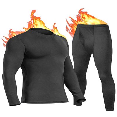 UNIQUEBLLA Long Johns Thermal Underwear Set for Men Thermal Base Layer Cold Weather Bottom Top Black