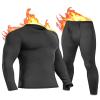 UNIQUEBLLA Long Johns Thermal Underwear Set for Men Thermal Base Layer Cold Weather Bottom Top Black view 1