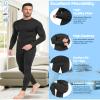 UNIQUEBLLA Long Johns Thermal Underwear Set for Men Thermal Base Layer Cold Weather Bottom Top Black view 3