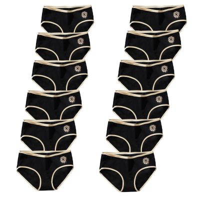 Girls Underwear for 12 Pack Teen Cotton Briefs (L, Black)