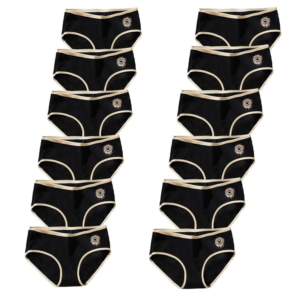 Girls Underwear for 12 Pack Teen Cotton Briefs (L, Black)