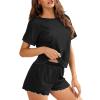 Xhuibop Galaxy Wolf Pajamas Sets for Plus Size Women 4XL Short Sleeve Shirts and Pants 2 Piece Sleepwear Soft Lounge Set with Pockets Ladies Nightwear Outfits view 3