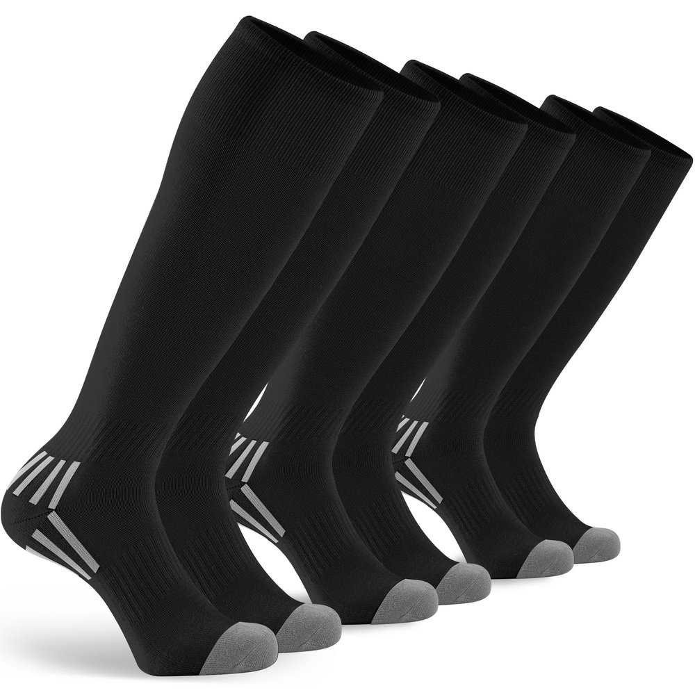 GRAPMKTG 3 Pack Soccer Baseball Softball Socks for Kids Knee High Football Socks for Youth Boys Girls Multi Sports Socks Black X-Small