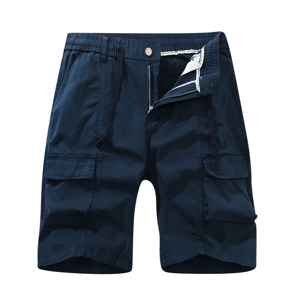 Chino Shorts Mens Shorts 7 Inch Inseam Stretch Waist Drawstring Cargo Shorts Ultimate Comfort Linen Short with Pockets Outdoor Dark Blue 4X