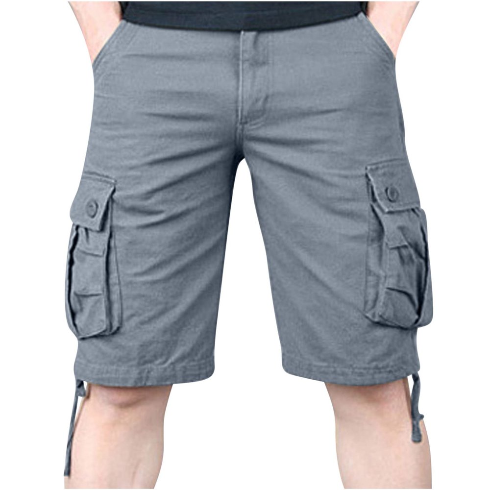Boy Shorts Mens Work Cargo Shorts 7 Inch Inseam Elastic Waist Linen Shorts With Pockets Standard and Big & Tall Summer Short Gray 4X