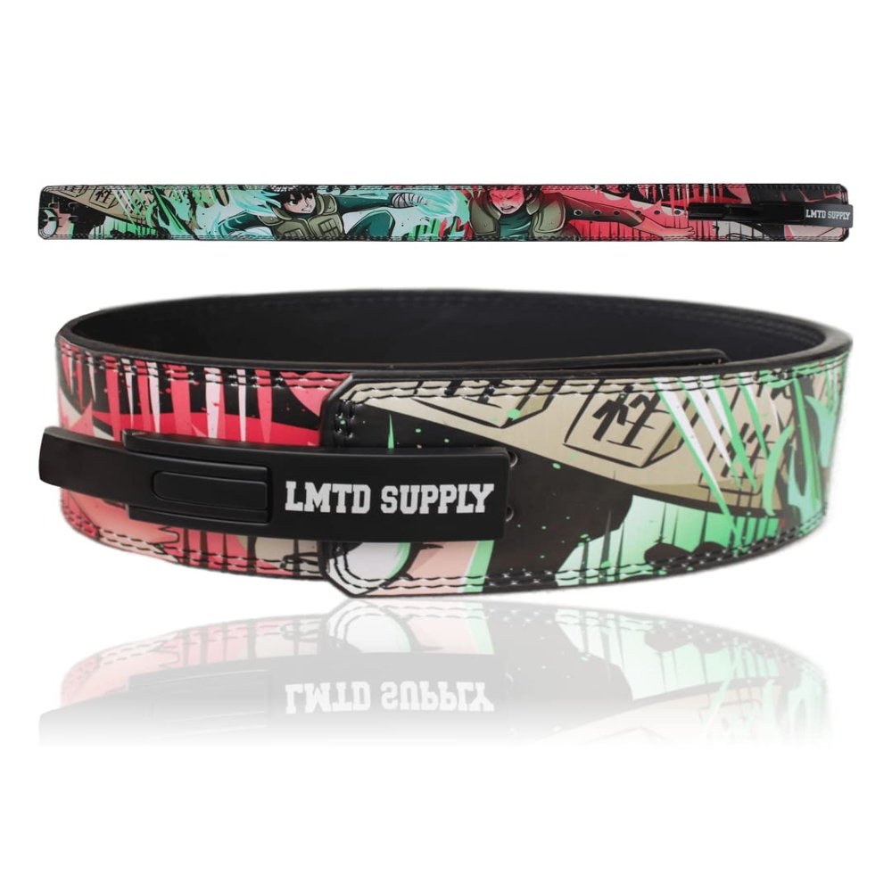Anime Lever Belt, Green Design B Weight Lifting Belt, Heavy Duty Powerlifting Belt, Gym Accessories For Men and Women - Weightlifting Gym Belt for Back Support and Deadlifts Squats, 10mm Thickness, S