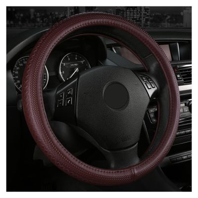 FUERU Car Steering Wheel Cover Set Universal Car Steering Wheel Cover Genuine Leather Durable Fashion Car Interior (Color : 2#)