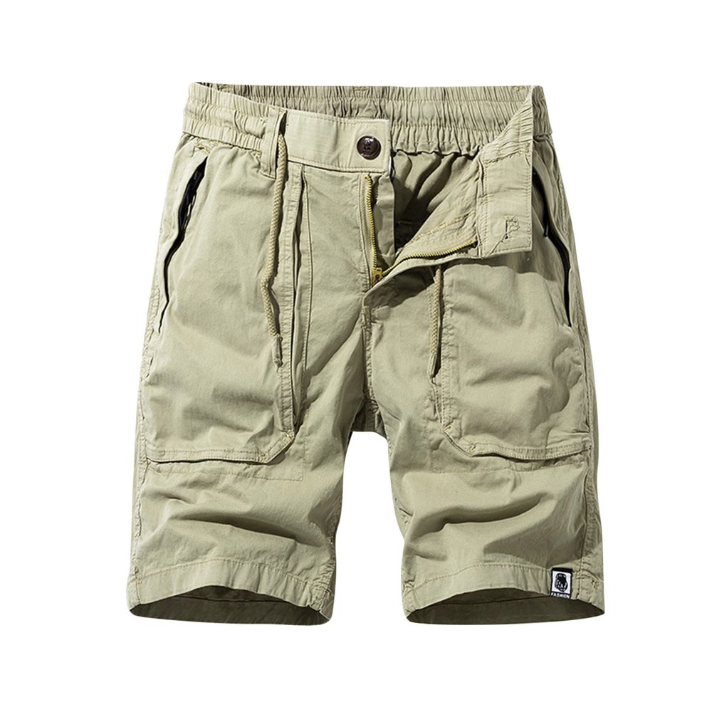 6 Inch Inseam Shorts Men Big and Tall Cargo Shorts for Men Elastic Waist Drawstring Cotton Linen Shorts with Pockets Summer Beach Shorts Khaki 5X