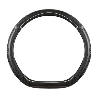 FUERU Car Steering Wheel Cover Set Car Steering Wheel Cover D Type Mahogany Grain Leather Waterproof and Sweatproof Car Interior (Color : 4#)