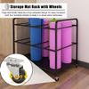 Katzowen Extra Large Rolling Yoga Mat Storage Cart with 2 Lockable Wheels, Metal Foam Rollers Holder Rack for Gym Studio Office Fitness Class, Holds 8 Mats view 4