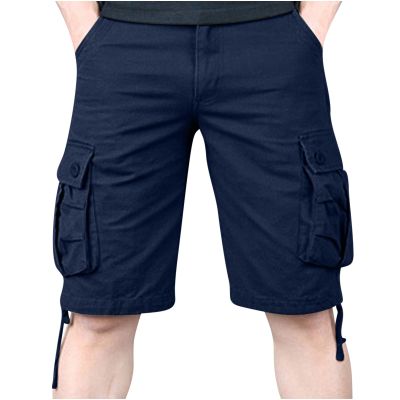 Men's Golf Shorts Mens Work Cargo Shorts 7 Inch Inseam Elastic Waist Linen Shorts with Pockets Standard and Big & Tall Summer Short Navy 5X