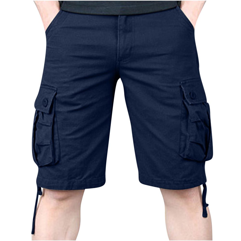 Men's Golf Shorts Mens Work Cargo Shorts 7 Inch Inseam Elastic Waist Linen Shorts with Pockets Standard and Big & Tall Summer Short Navy 5X