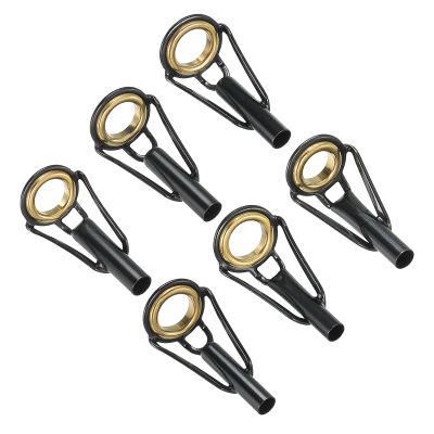 PATIKIL 3.0-4.0mm Fishing Rod Tip Repair Kit, 6pcs Stainless Steel Pole Ring Guide Replacement for Saltwater Freshwater Fishing, Golden