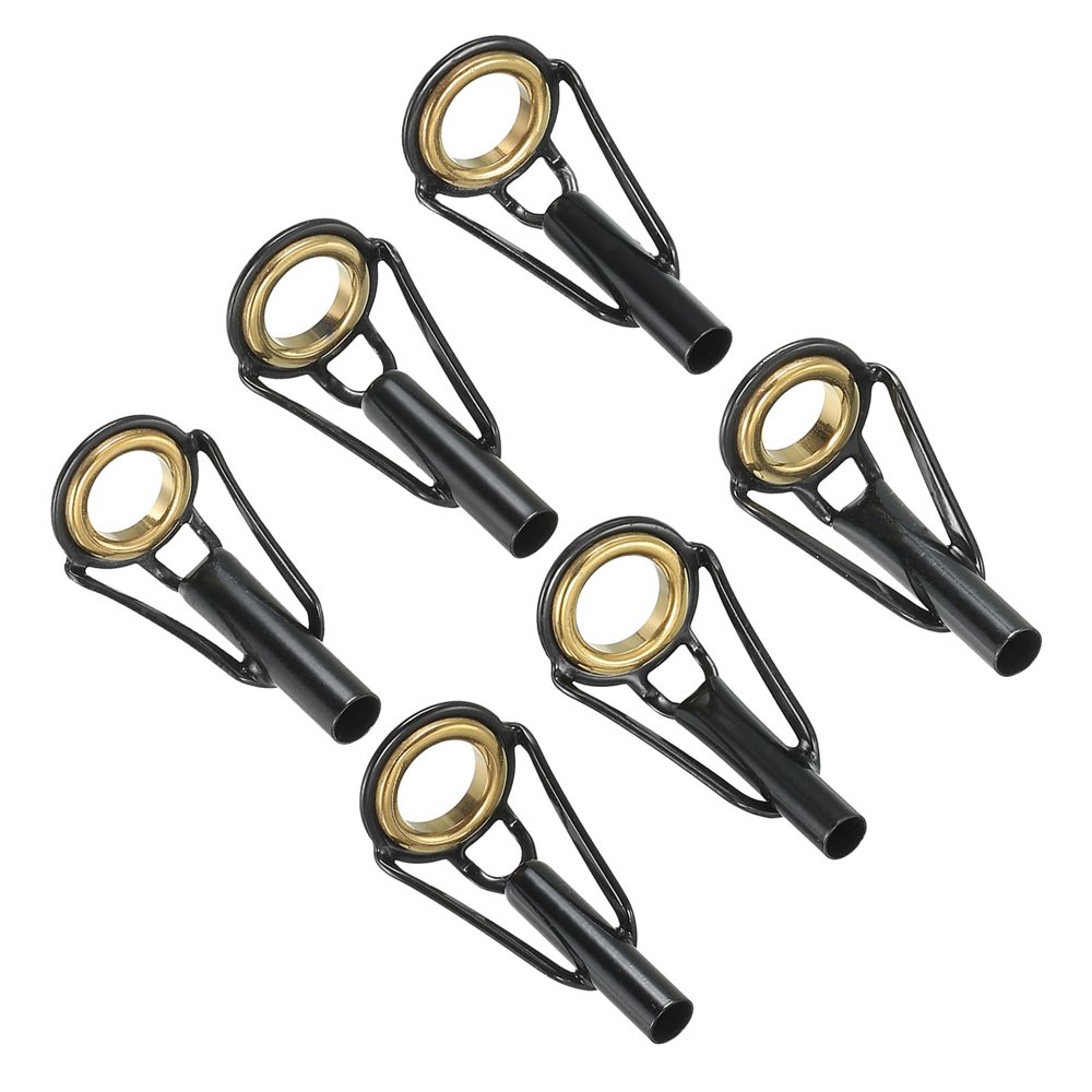 PATIKIL 3.0-4.0mm Fishing Rod Tip Repair Kit, 6pcs Stainless Steel Pole Ring Guide Replacement for Saltwater Freshwater Fishing, Golden