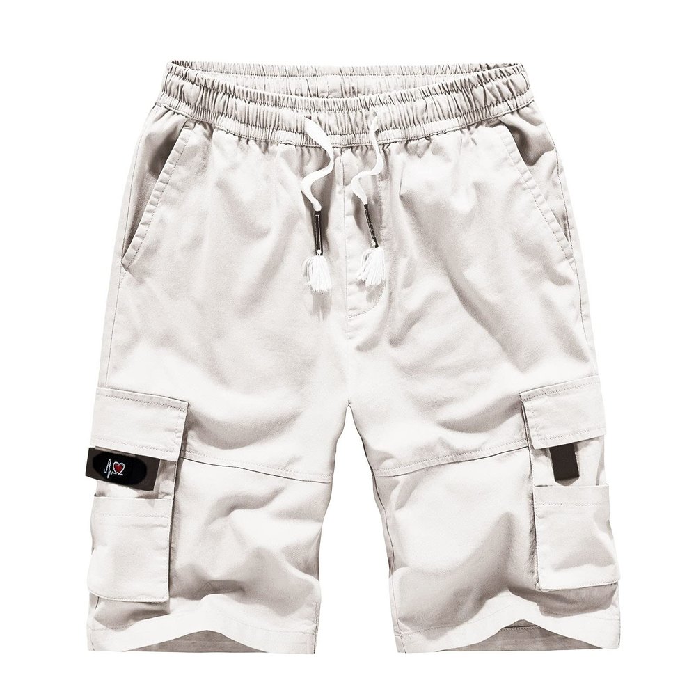 XUNRYAN Men's Carrier Cargo Short Pocket Above Knee Length Shorts EFVN Men's Side Elastic Utility Short White Men Quick Dry Breathable Cargo Shorts YHDW Konische Hosen Big and Tall Work Pants