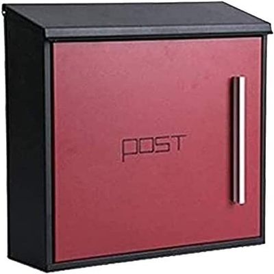 Suggestion Box Mailbox Complaint Suggestion Box Stainless Steel Mailbox,Outdoor Letter Box,Letter Box Modern Creative Villa Inbox Suggestion Box Black Drop Box (Color : Red)