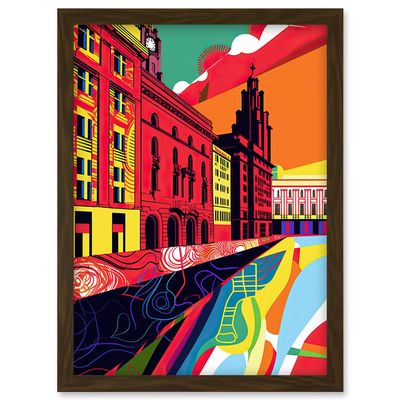 Artery8 Royal Albert Dock Liverpool Waterfront Pop Art Artwork Framed Wall Art Print A4