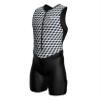 Sparx Men's Premium Triathlon Suit Padded, Quick-Dry, Compression Fit, Lightweight Tri Suit for Swim, Bike, Run Race & Training (B&W Cubes, S) view 1