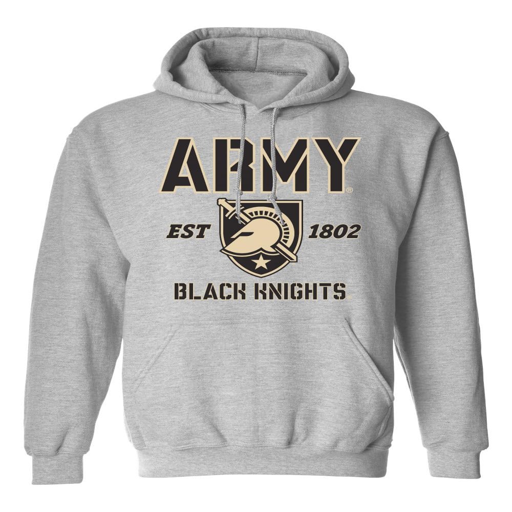 CornBorn Army Hoodie Mens - Hooded Fleece Army West Point Established 1802 - Gray - 3X
