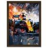 Artery8 Grand Prix Race Car in Action on Track Circuit Artwork Framed Wall Art Print A4 view 1