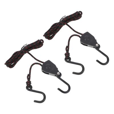 INOOMP 2pcs Adjustable Tie Down Straps with Heavy Duty Pulley for Kayaks and Canoes Braided Rope Capacity Includes Hooks for Secure Storage